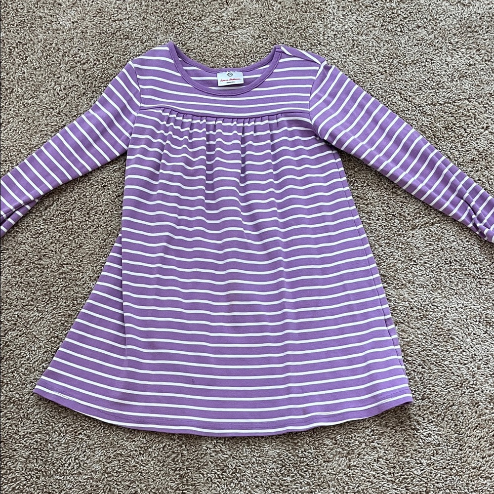 Hanna Andersson Lavender and White Striped Dress 120